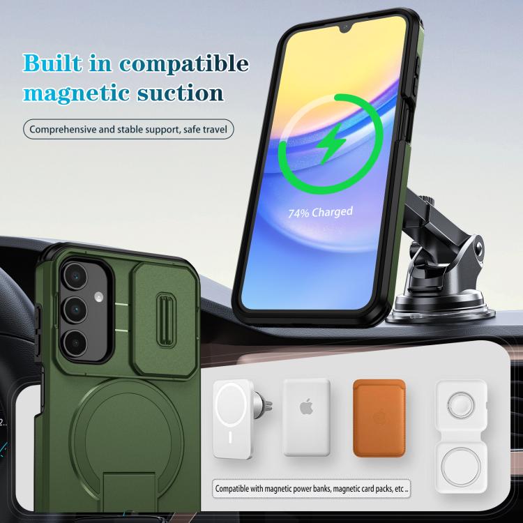 For Samsung Galaxy A15 5G / 4G Sliding Camshield MagSafe Holder Phone Case
