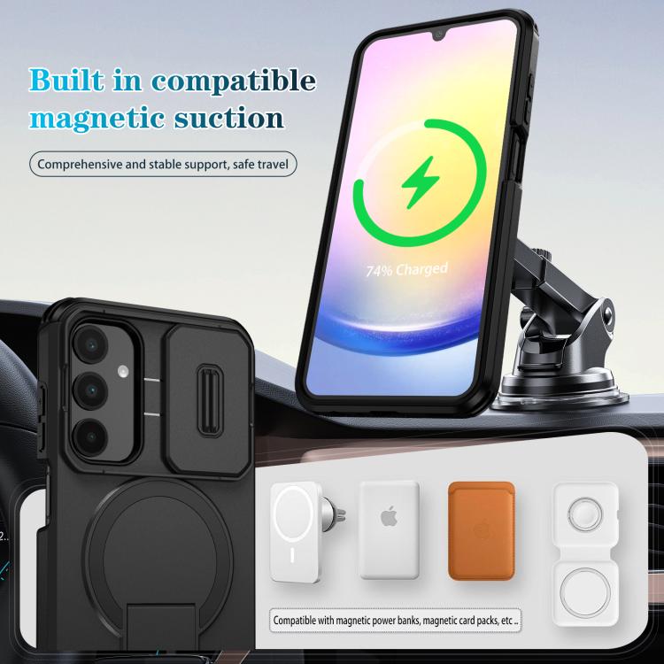 For Samsung Galaxy A25 5G Sliding Camshield MagSafe Holder Phone Case