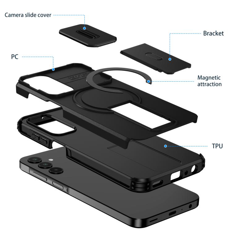 For Samsung Galaxy A25 5G Sliding Camshield MagSafe Holder Phone Case