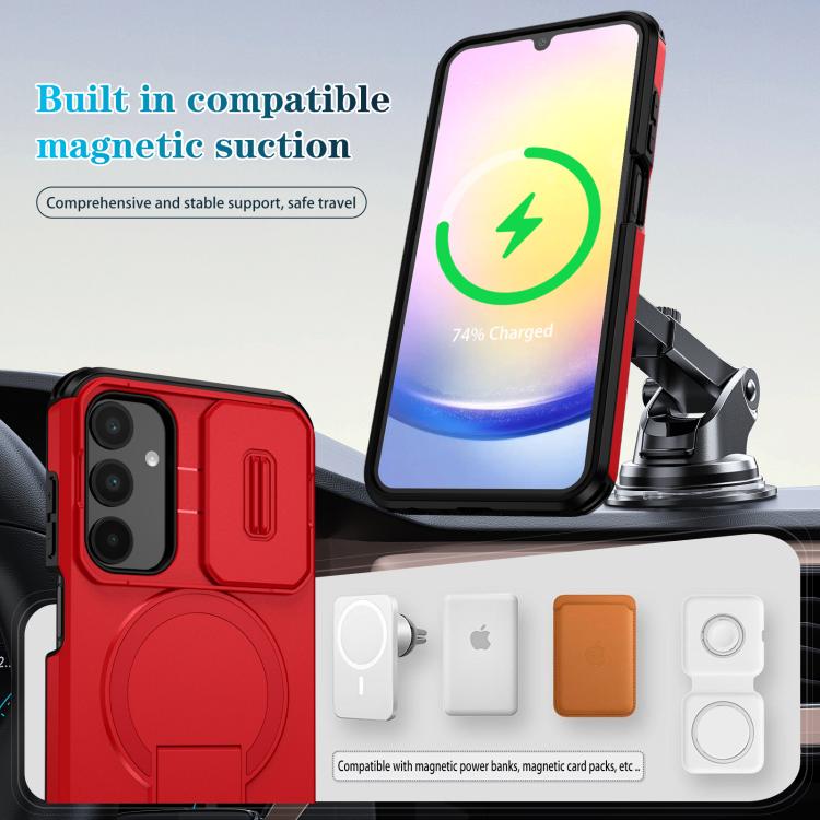 For Samsung Galaxy A25 5G Sliding Camshield MagSafe Holder Phone Case