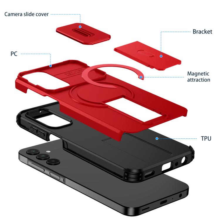 For Samsung Galaxy A25 5G Sliding Camshield MagSafe Holder Phone Case