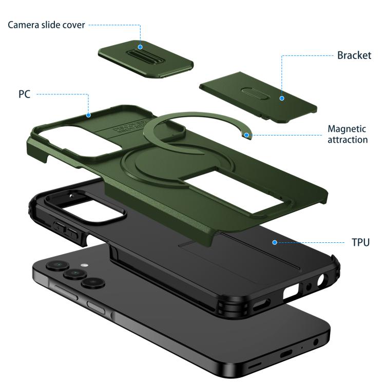 For Samsung Galaxy A25 5G Sliding Camshield MagSafe Holder Phone Case