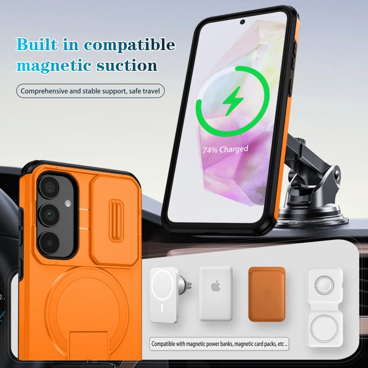 For Samsung Galaxy A35 5G Sliding Camshield MagSafe Holder Phone Case