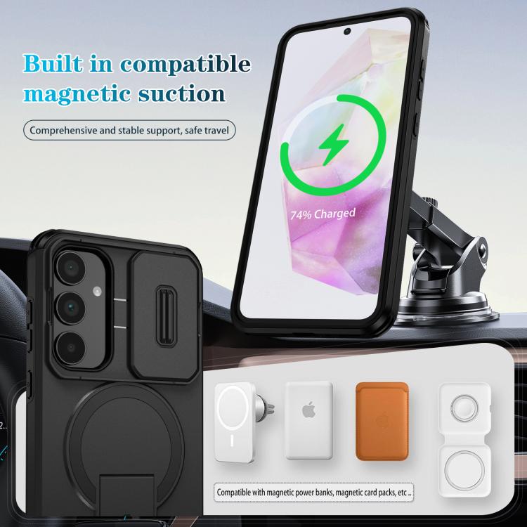 For Samsung Galaxy A35 5G Sliding Camshield MagSafe Holder Phone Case