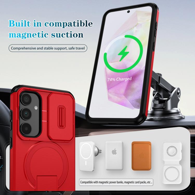 For Samsung Galaxy A35 5G Sliding Camshield MagSafe Holder Phone Case