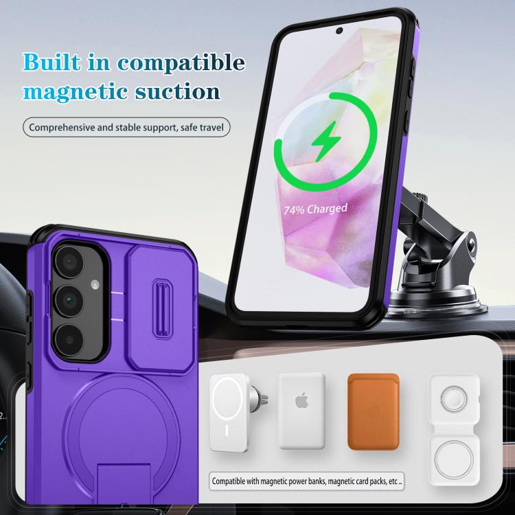 For Samsung Galaxy A35 5G Sliding Camshield MagSafe Holder Phone Case