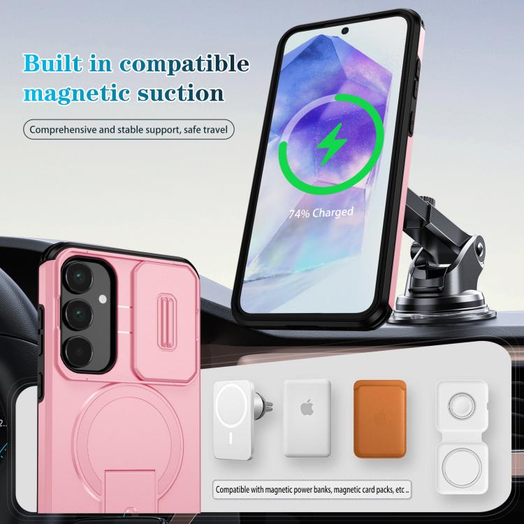 For Samsung Galaxy A55 5G Sliding Camshield MagSafe Holder Phone Case