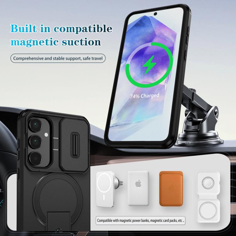 For Samsung Galaxy A55 5G Sliding Camshield MagSafe Holder Phone Case