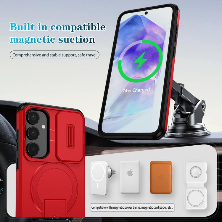 For Samsung Galaxy A55 5G Sliding Camshield MagSafe Holder Phone Case