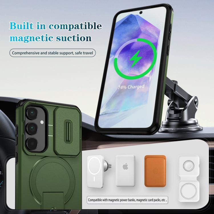 For Samsung Galaxy A55 5G Sliding Camshield MagSafe Holder Phone Case
