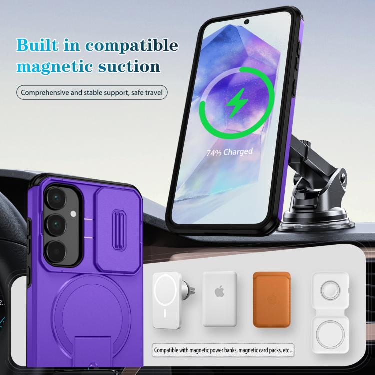 For Samsung Galaxy A55 5G Sliding Camshield MagSafe Holder Phone Case