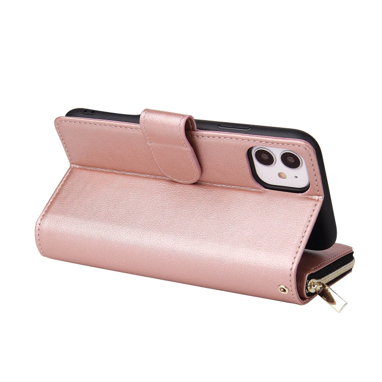 For iPhone 11 Zipper Wallet Bag Horizontal Flip PU Leather Case with Holder & 9 Card Slots & Wallet & Lanyard & Photo Frame