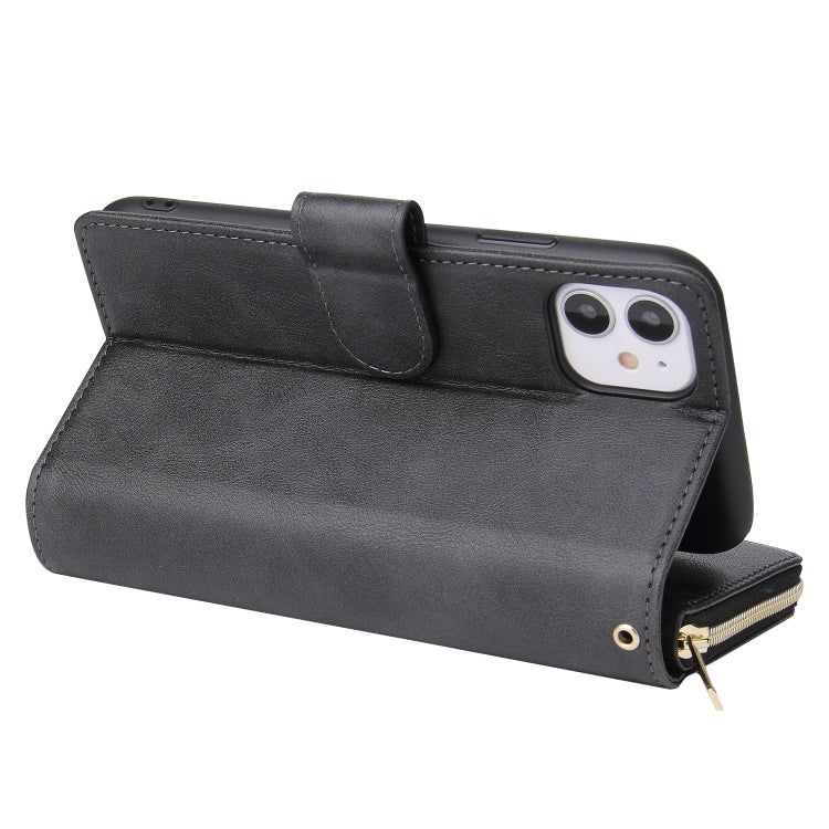 For iPhone 11 Zipper Wallet Bag Horizontal Flip PU Leather Case with Holder & 9 Card Slots & Wallet & Lanyard & Photo Frame