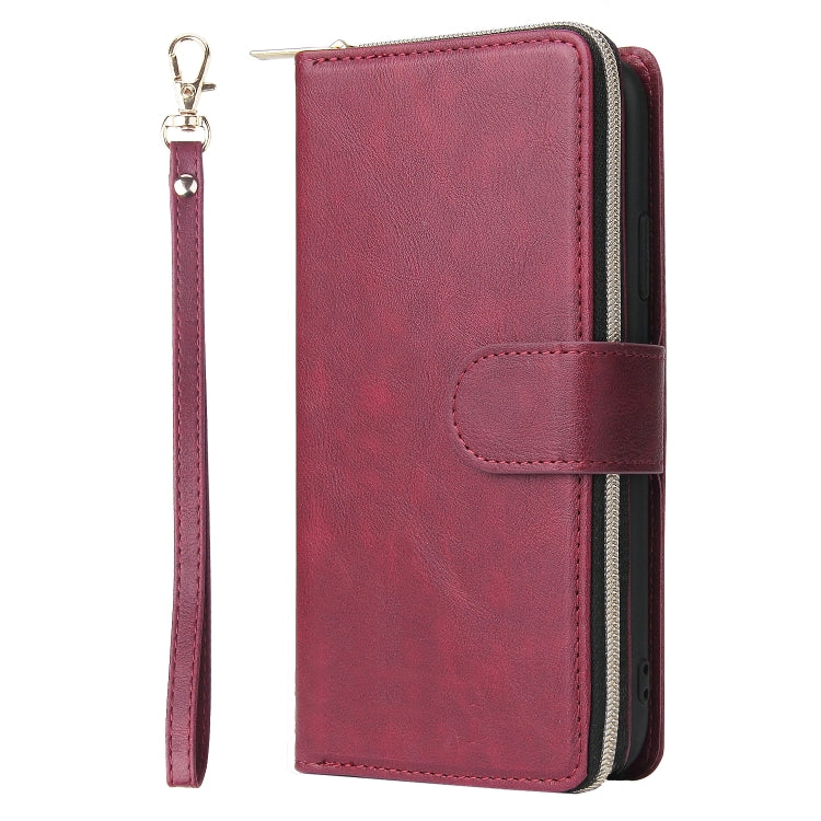 For iPhone 11 Pro Zipper Wallet Bag Horizontal Flip PU Leather Case with Holder & 9 Card Slots & Wallet & Lanyard & Photo Frame