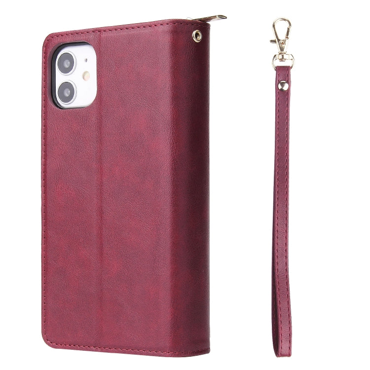 For iPhone 11 Pro Zipper Wallet Bag Horizontal Flip PU Leather Case with Holder & 9 Card Slots & Wallet & Lanyard & Photo Frame