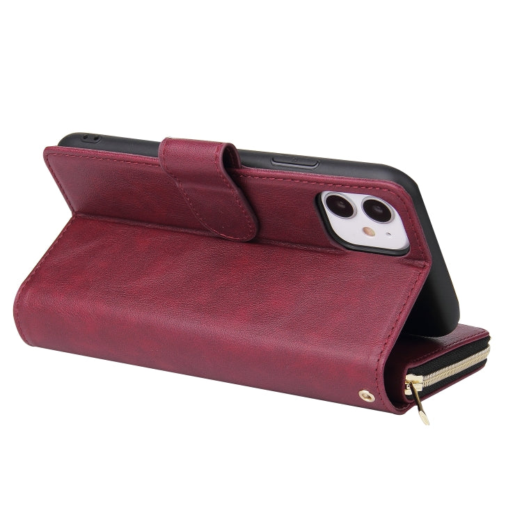 For iPhone 11 Pro Zipper Wallet Bag Horizontal Flip PU Leather Case with Holder & 9 Card Slots & Wallet & Lanyard & Photo Frame