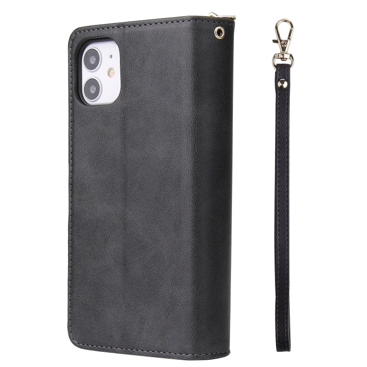 For iPhone 11 Pro Zipper Wallet Bag Horizontal Flip PU Leather Case with Holder & 9 Card Slots & Wallet & Lanyard & Photo Frame