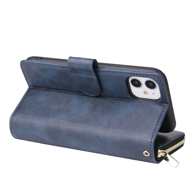 For iPhone 11 Pro Zipper Wallet Bag Horizontal Flip PU Leather Case with Holder & 9 Card Slots & Wallet & Lanyard & Photo Frame