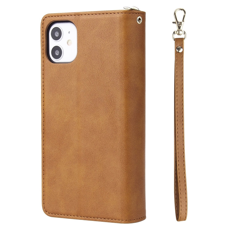 For iPhone 11 Pro Zipper Wallet Bag Horizontal Flip PU Leather Case with Holder & 9 Card Slots & Wallet & Lanyard & Photo Frame