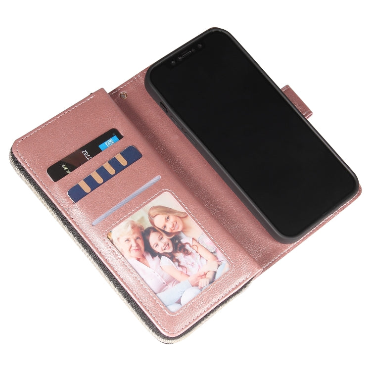For iPhone 12 mini Zipper Wallet Bag Horizontal Flip PU Leather Case with Holder & 9 Card Slots & Wallet & Lanyard & Photo Frame