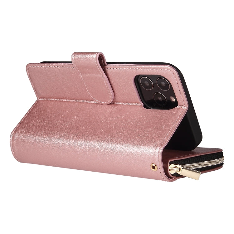 For iPhone 12 mini Zipper Wallet Bag Horizontal Flip PU Leather Case with Holder & 9 Card Slots & Wallet & Lanyard & Photo Frame