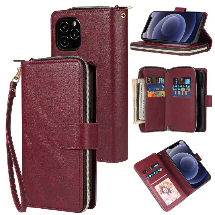 For iPhone 12 mini Zipper Wallet Bag Horizontal Flip PU Leather Case with Holder & 9 Card Slots & Wallet & Lanyard & Photo Frame