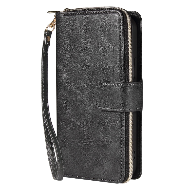 For iPhone 12 mini Zipper Wallet Bag Horizontal Flip PU Leather Case with Holder & 9 Card Slots & Wallet & Lanyard & Photo Frame