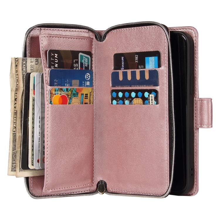 For iPhone 12 / 12 Pro Zipper Wallet Bag Horizontal Flip PU Leather Case with Holder & 9 Card Slots & Wallet & Lanyard & Photo Frame