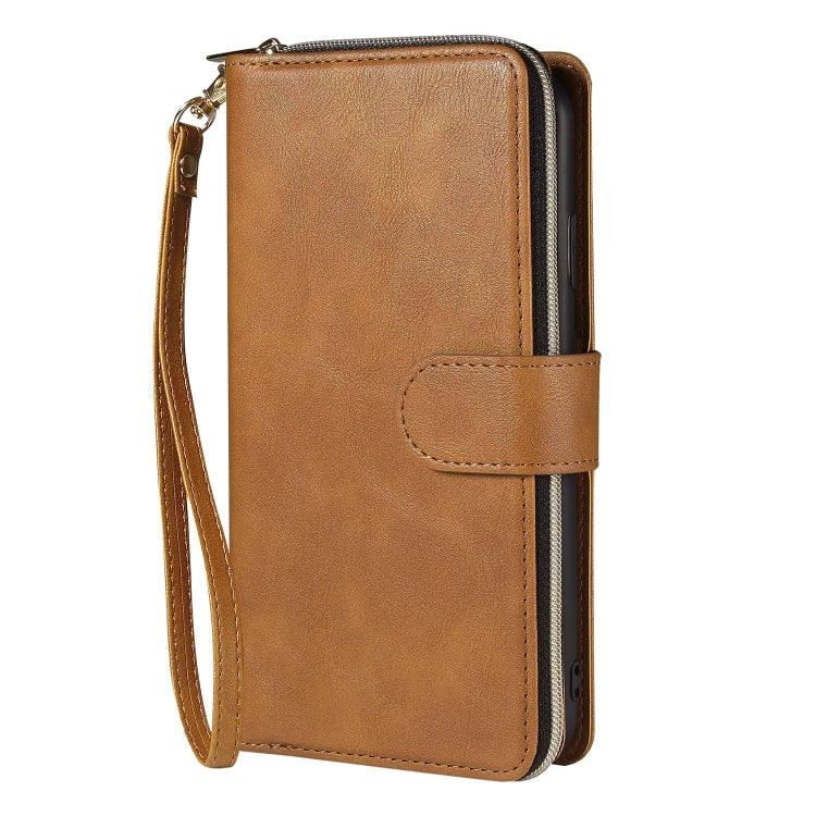 For iPhone XR Zipper Wallet Bag Horizontal Flip PU Leather Case with Holder & 9 Card Slots & Wallet & Lanyard & Photo Frame