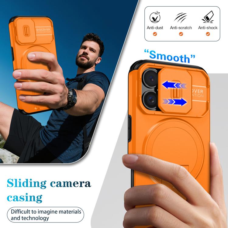 For iPhone 16 Sliding Camshield MagSafe Holder Phone Case