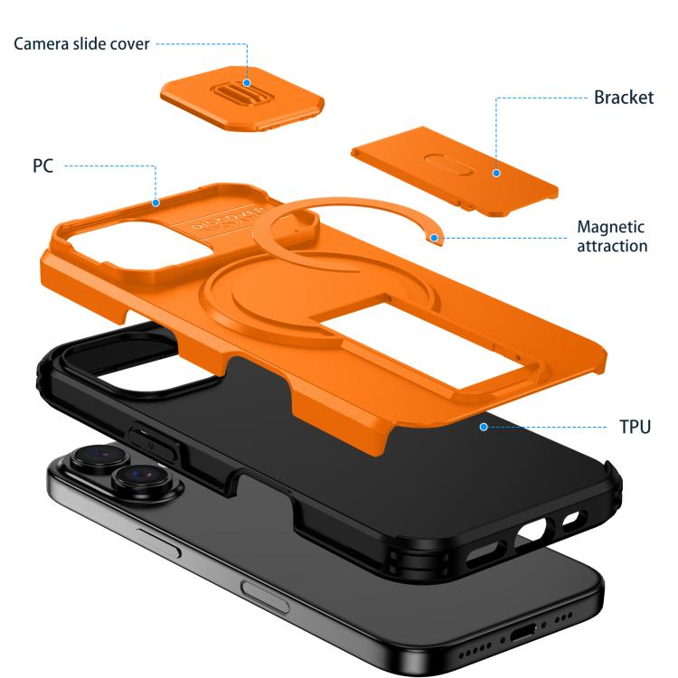 For iPhone 16 Sliding Camshield MagSafe Holder Phone Case