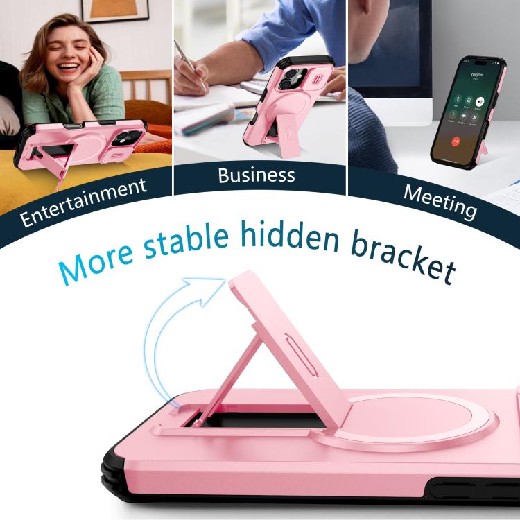 For iPhone 16 Sliding Camshield MagSafe Holder Phone Case