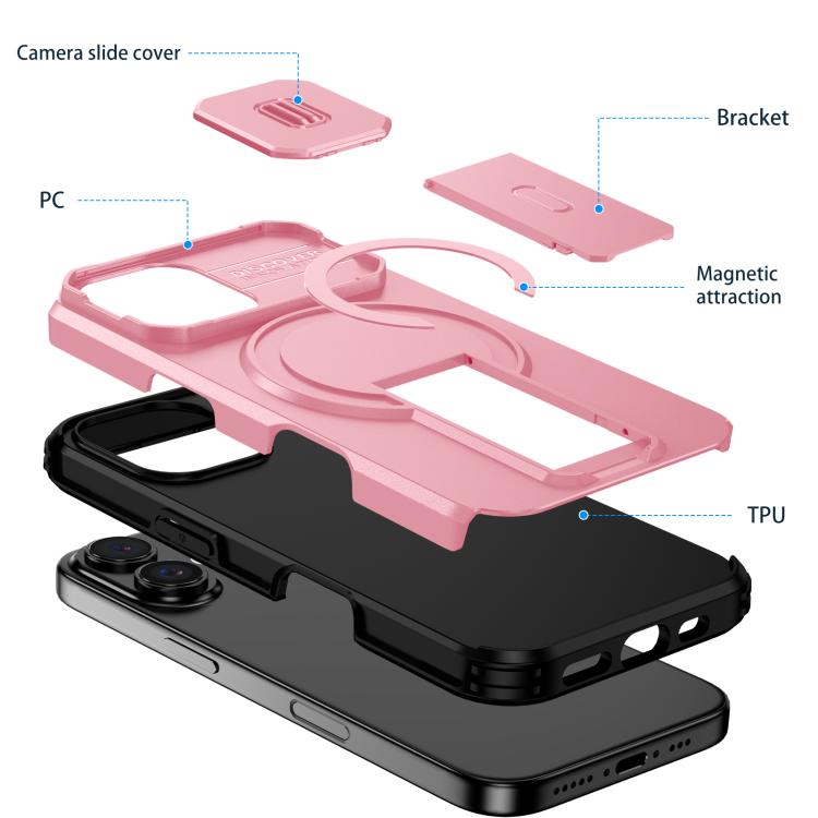 For iPhone 16 Sliding Camshield MagSafe Holder Phone Case