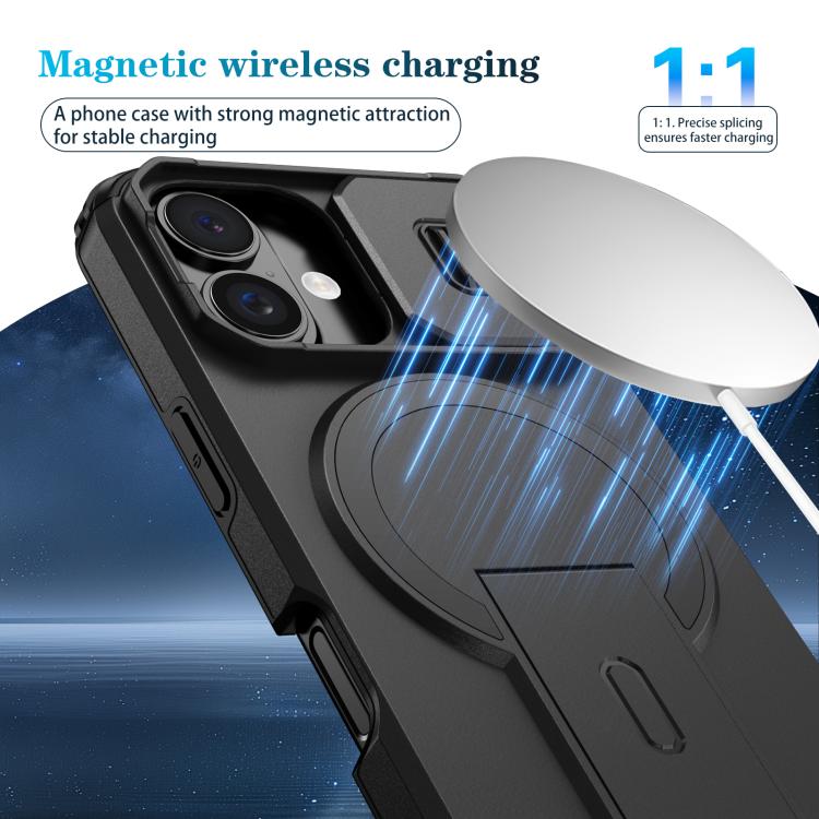 For iPhone 16 Sliding Camshield MagSafe Holder Phone Case