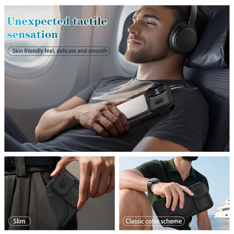 For iPhone 16 Sliding Camshield MagSafe Holder Phone Case