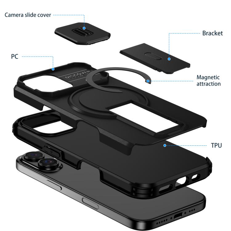 For iPhone 16 Sliding Camshield MagSafe Holder Phone Case
