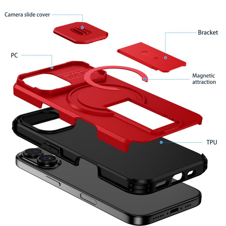 For iPhone 16 Sliding Camshield MagSafe Holder Phone Case