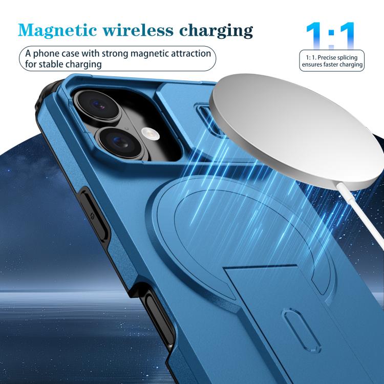 For iPhone 16 Sliding Camshield MagSafe Holder Phone Case