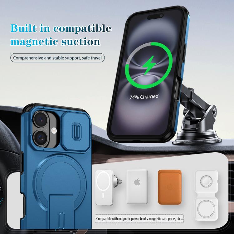 For iPhone 16 Sliding Camshield MagSafe Holder Phone Case