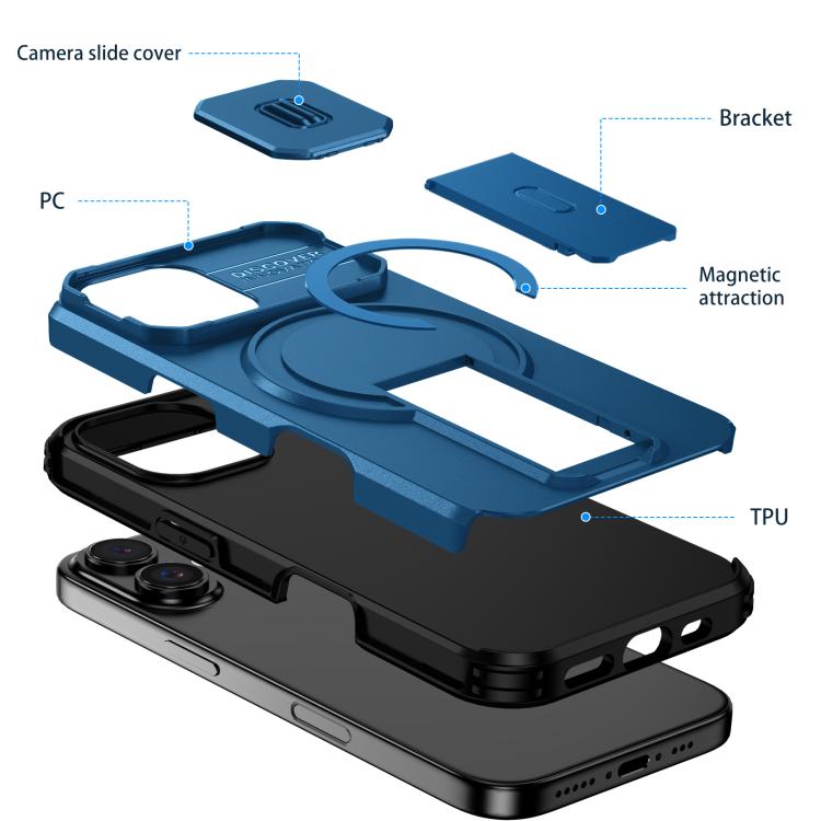 For iPhone 16 Sliding Camshield MagSafe Holder Phone Case