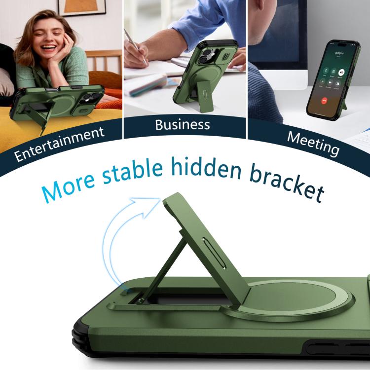 For iPhone 16 Sliding Camshield MagSafe Holder Phone Case