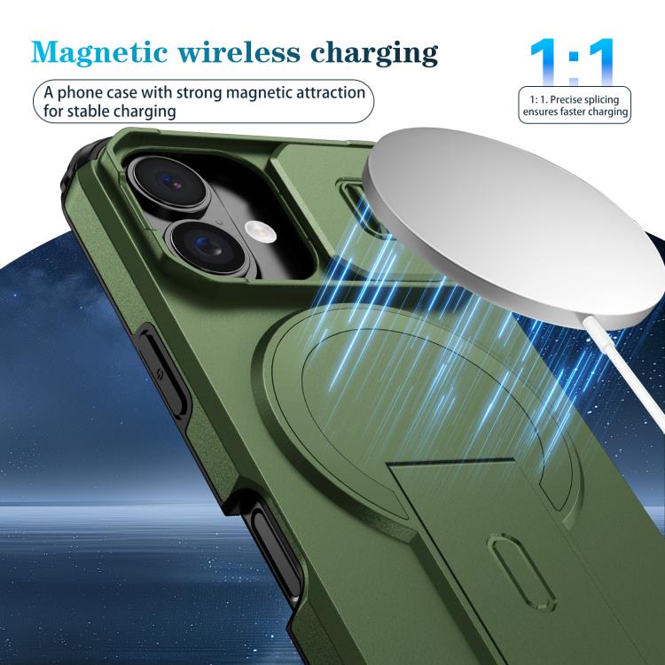 For iPhone 16 Sliding Camshield MagSafe Holder Phone Case