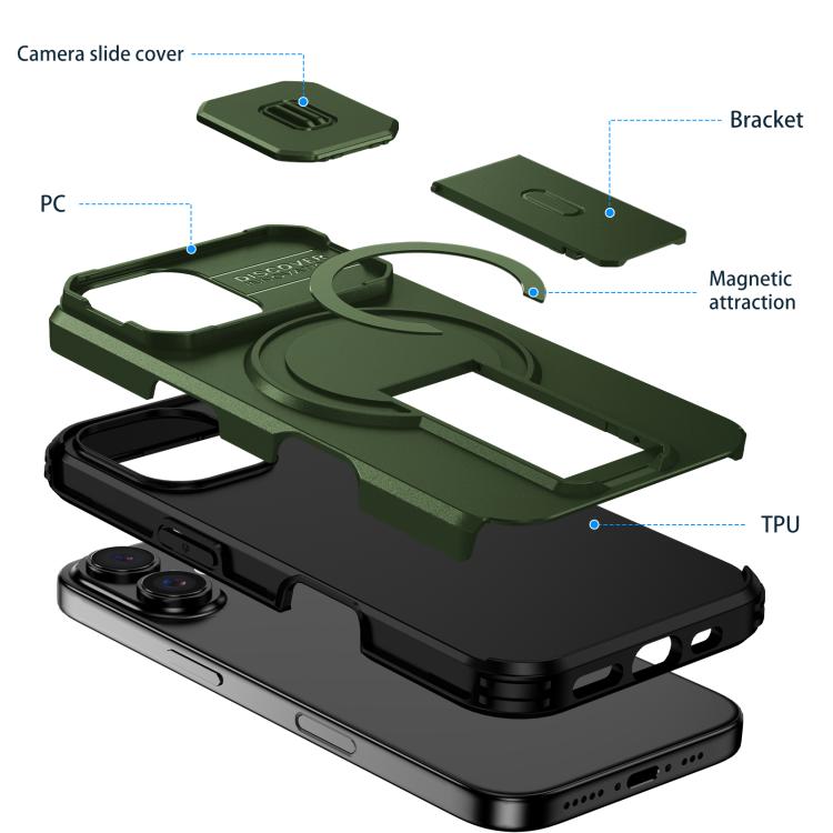For iPhone 16 Sliding Camshield MagSafe Holder Phone Case