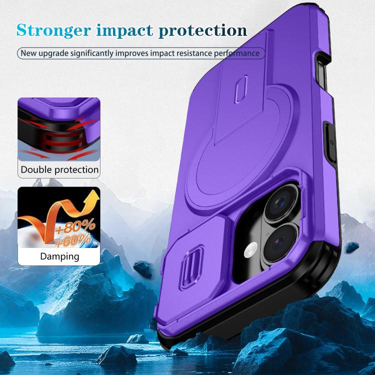 For iPhone 16 Sliding Camshield MagSafe Holder Phone Case