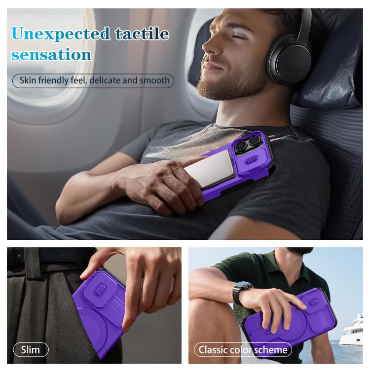 For iPhone 16 Sliding Camshield MagSafe Holder Phone Case