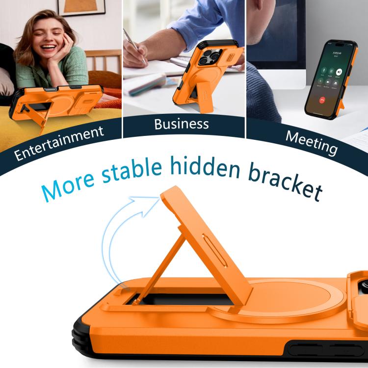 For iPhone 16 Pro Sliding Camshield MagSafe Holder Phone Case