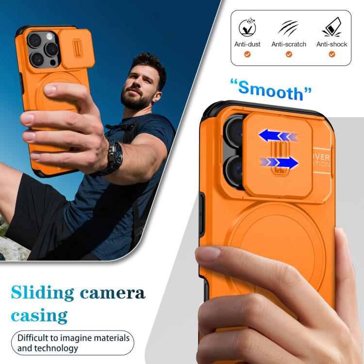 For iPhone 16 Pro Sliding Camshield MagSafe Holder Phone Case