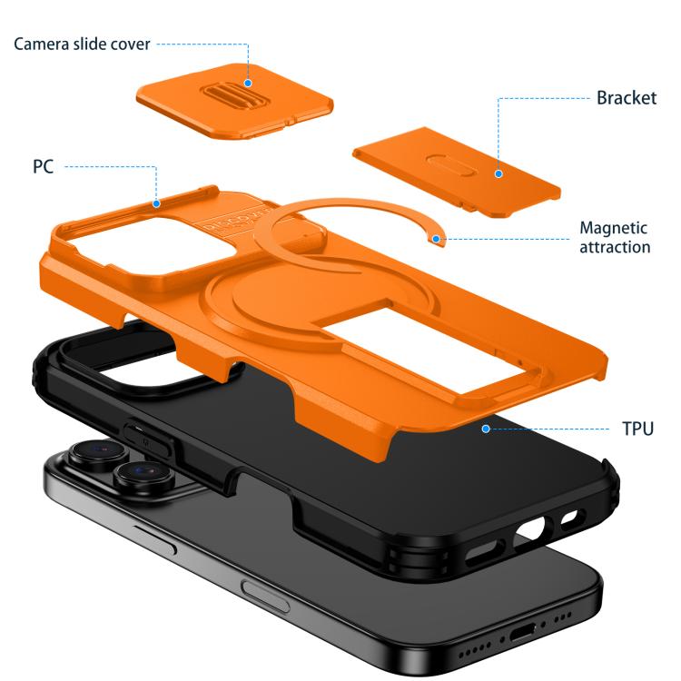 For iPhone 16 Pro Sliding Camshield MagSafe Holder Phone Case
