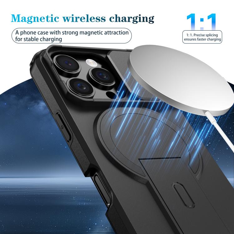 For iPhone 16 Pro Sliding Camshield MagSafe Holder Phone Case