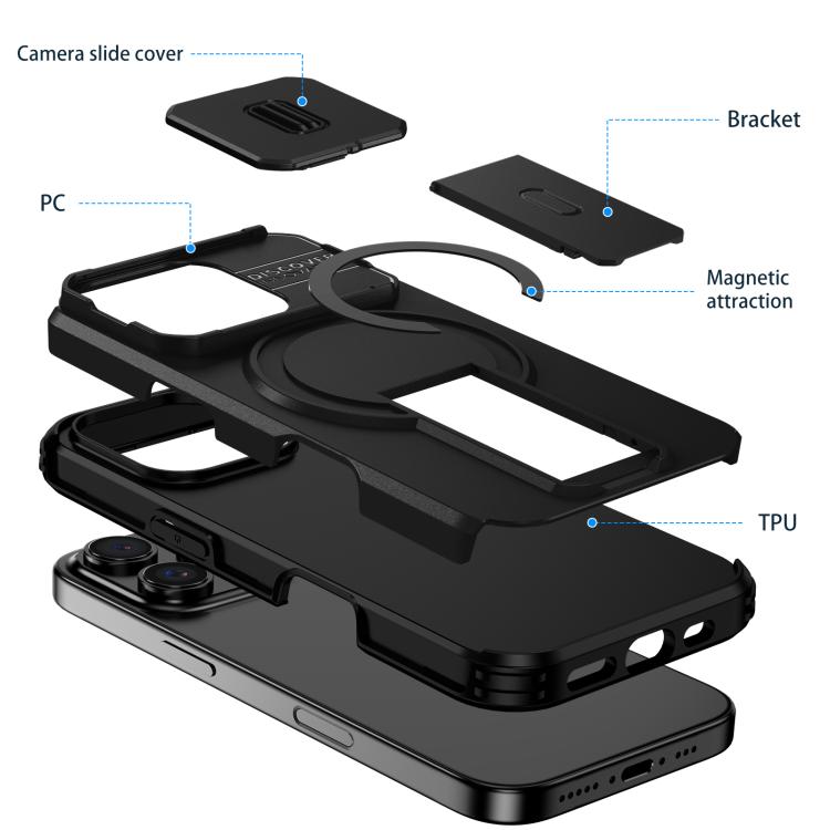 For iPhone 16 Pro Sliding Camshield MagSafe Holder Phone Case